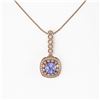 Image 2 : 2.6 ctw Tanzanite & Diamond Victorian Necklace 14K Rose Gold - REF-100M2G