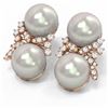 Image 3 : 0.96 ctw Diamond & Pearl Earrings 18K Rose Gold - REF-124N5F