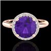 Image 1 : 2 ctw Amethyst & Micro Pave VS/SI Diamond Ring 14k Rose Gold - REF-27X3A