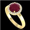 Image 2 : 2 ctw Ruby & Halo VS/SI Diamond Micro Pave Ring 18k Yellow Gold - REF-45X3A