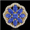 Image 2 : 3 ctw Tanzanite & VS/SI Diamond Cluster Designer Ring 10k Yellow Gold - REF-52G3W