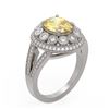 Image 2 : 3.75 ctw Canary Citrine & Diamond Victorian Ring 14K White Gold - REF-129H3R