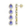 Image 2 : 9.01 ctw Tanzanite & Diamond Micro Pave Halo Earrings 10k Yellow Gold - REF-193G6W