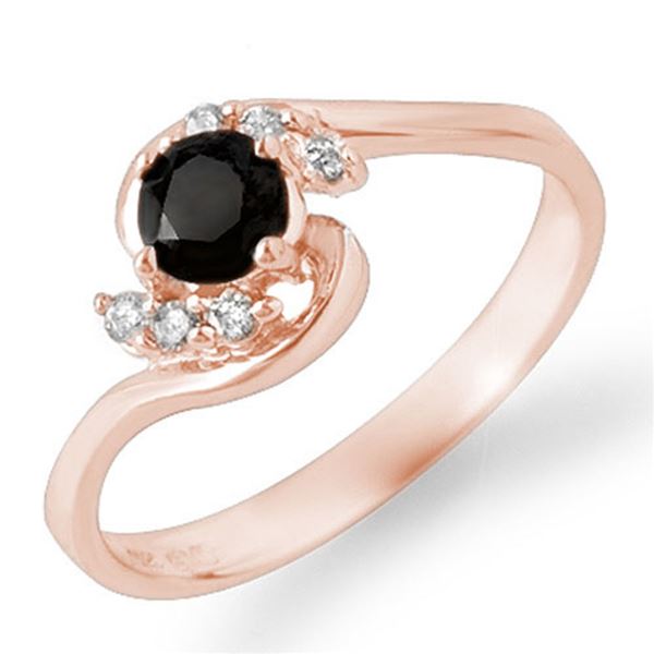 0.50 ctw VS Certified Black & White Diamond Ring 14k Rose Gold - REF-21K4Y