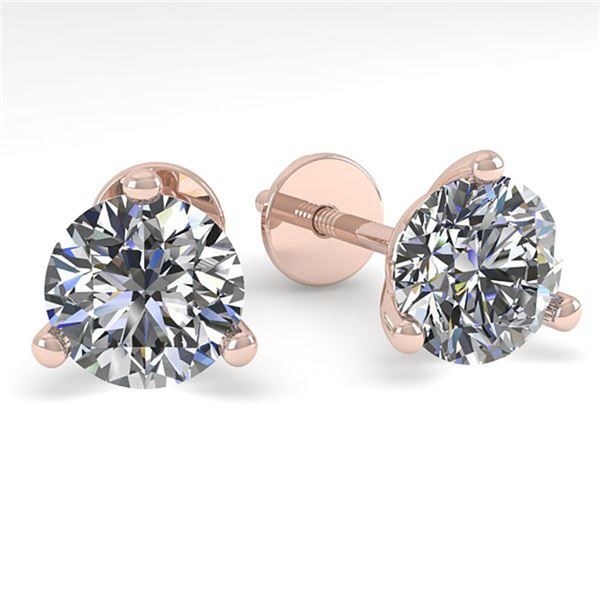 1.01 ctw Certified VS/SI Diamond Stud Earrings Martini 14k Rose Gold - REF-142N5F
