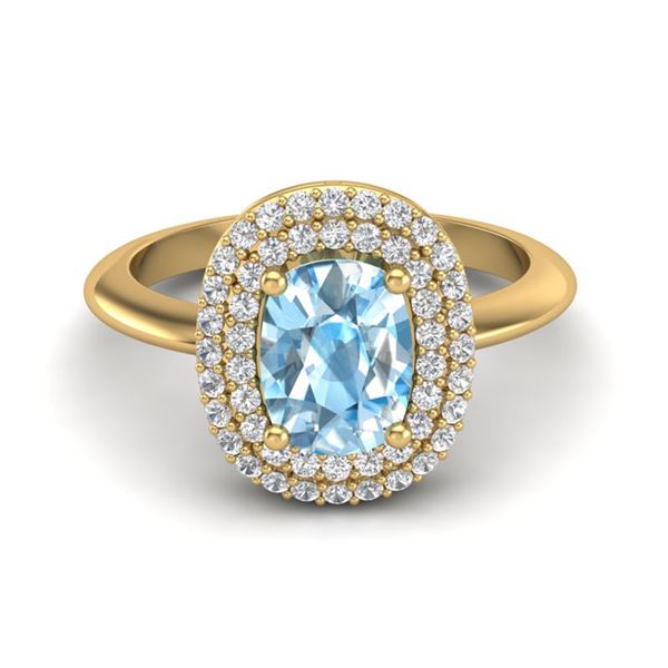 2.50 ctw Sky Blue Topaz With Micro VS/SI Diamond Ring 14k Yellow Gold - REF-52Y8X