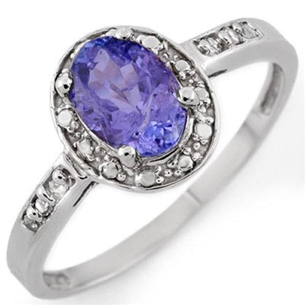 1.10 ctw Tanzanite & Diamond Ring 10k White Gold - REF-13X5A