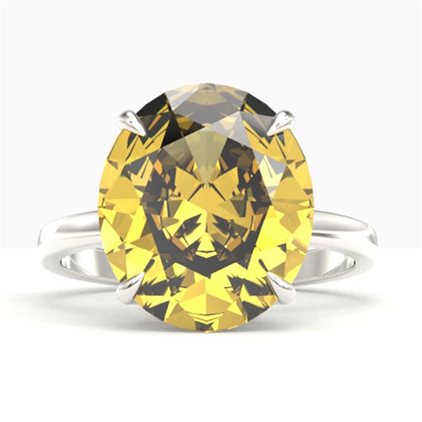 9 ctw Citrine Designer Solitaire Engagment Ring 18k White Gold - REF-40X9A