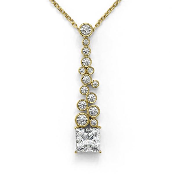 1.2 ctw Princess Cut Diamond Designer Necklace 18K Yellow Gold - REF-181K8Y