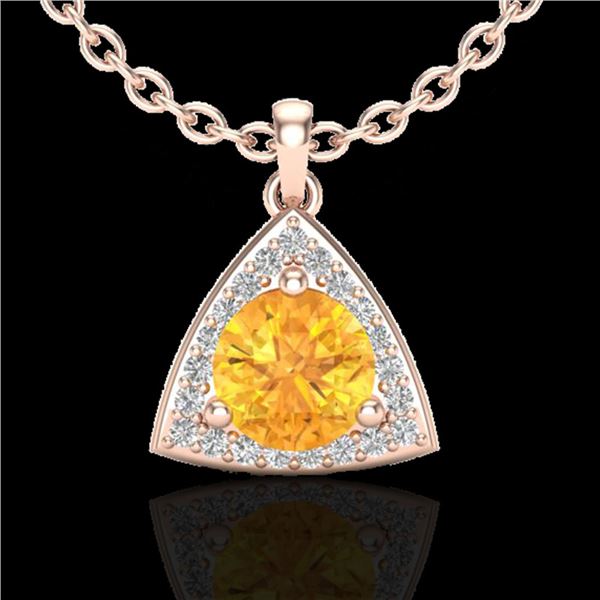 1.50 ctw Citrine & Micro Pave VS/SI Diamond Necklace 14k Rose Gold - REF-25F9M