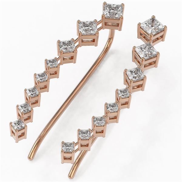 1.68 ctw Princess Cut Diamond Designer Earrings 18K Rose Gold - REF-234H4R