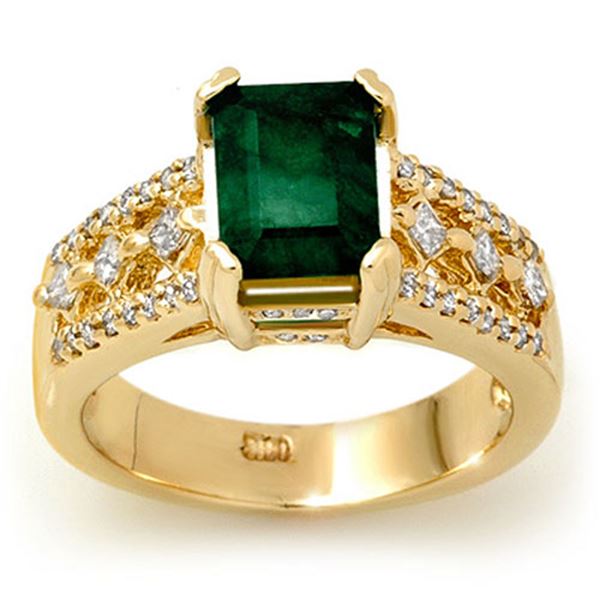 2.75 ctw Emerald & Diamond Ring 14k Yellow Gold - REF-85K5Y