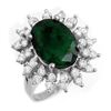 Image 1 : 6.45 ctw Emerald & Diamond Ring 18k White Gold - REF-132H9R