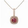 Image 2 : 6.58 ctw Certified Ruby & Diamond Victorian Necklace 14K Rose Gold - REF-209M3G