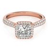 Image 1 : 1.15 ctw Certified VS/SI Princess Diamond Halo Ring 18k Rose Gold - REF-122W8H