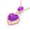 Image 2 : 4 ctw Amethyst & VS/SI Diamond Designer Heart Necklace 10k Rose Gold - REF-21F3M