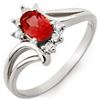 Image 1 : 0.70 ctw Pink Tourmaline & Diamond Ring 18k White Gold - REF-24H8R