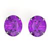 Image 1 : 18 ctw Amethyst Designer Solitaire Stud Earrings 18k White Gold - REF-55R8K
