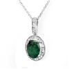 Image 1 : 1.02 ctw Emerald & Diamond Pendant 14k White Gold - REF-10N9F