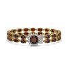 Image 1 : 14.98 ctw Garnet & Diamond Bracelet 14K Yellow Gold - REF-178N2F