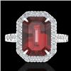 Image 1 : 6.03 ctw Garnet & Micro Pave VS/SI Diamond Ring 18k White Gold - REF-48G3W