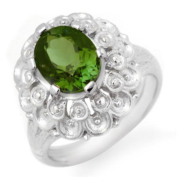 3.0 ctw Green Tourmaline Ring 10k White Gold - REF-45N2F