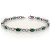 Image 1 : 3.01 ctw Emerald & Diamond Bracelet 10k White Gold - REF-21R4K