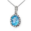 Image 1 : 2.05 ctw Blue Topaz & Diamond Pendant 10k White Gold - REF-9X5A