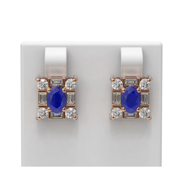 3.83 ctw Sapphire & Diamond Earrings 18K Rose Gold - REF-178N2F