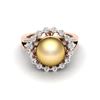 Image 1 : 0.83 CT Micro Pave VS/SI Diamond & Golden Pearl Ring 14k Rose Gold - REF-55W5H