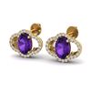 Image 1 : 4 ctw Amethyst & Micro Pave VS/SI Diamond Earrings 10k Yellow Gold - REF-45R3K