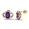 Image 2 : 4 ctw Amethyst & Micro Pave VS/SI Diamond Earrings 10k Yellow Gold - REF-45R3K