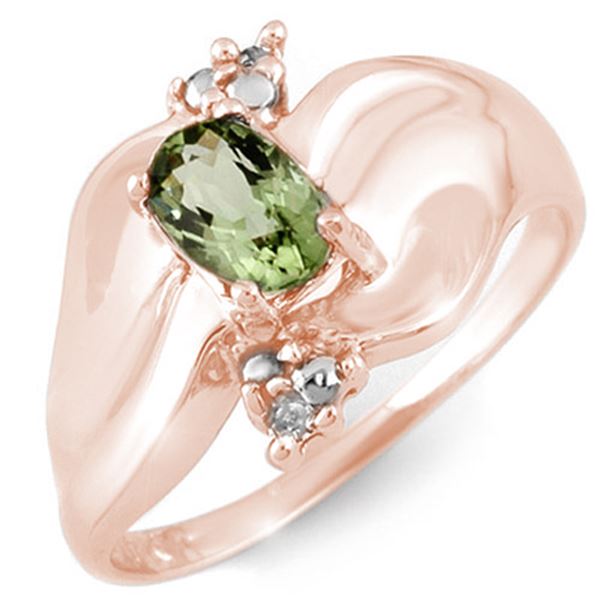 0.54 ctw Green Tourmaline & Diamond Ring 10k Rose Gold - REF-18R2K