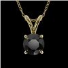 Image 1 : 0.50 ctw Fancy Black Diamond Solitaire Necklace 10k Yellow Gold - REF-18Y4X