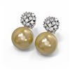 Image 3 : 0.63 ctw Diamond & Pearl Earrings 18K White Gold - REF-71W6H