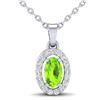 Image 1 : 0.41 ctw Peridot & Micro Pave VS/SI Diamond Necklace 18k White Gold - REF-23N2F