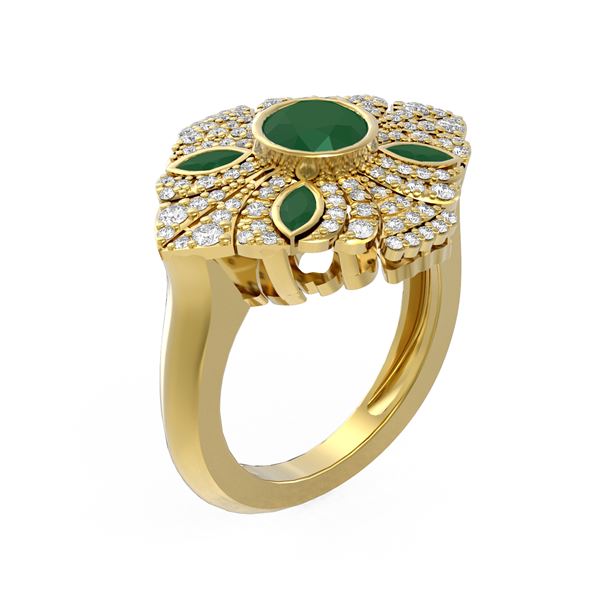 2.32 ctw Emerald & Diamond Ring 18K Yellow Gold - REF-178G5W