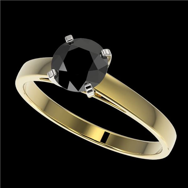 1.08 ctw Fancy Black Diamond Solitaire Engagment Ring 10k Yellow Gold - REF-23A9N