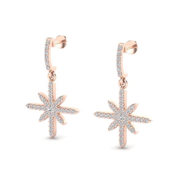 0.75 ctw Micro Pave VS/SI Diamond Certified Earrings 14k Rose Gold - REF-46F4M