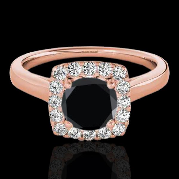 1.37 ctw Certified VS Black Diamond Solitaire Halo Ring 10k Rose Gold - REF-51M3G