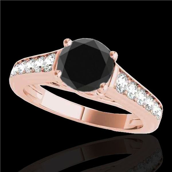 1.5 ctw Certified VS Black Diamond Solitaire Ring 10k Rose Gold - REF-54X2A
