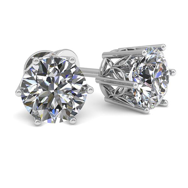 1.0 ctw Certified VS/SI Diamond Stud Earrings 18k White Gold - REF-147F2M