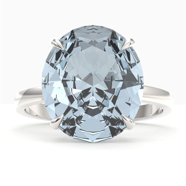 9 ctw Sky Blue Topaz Designer Engagment Ring 18k White Gold - REF-46F4M