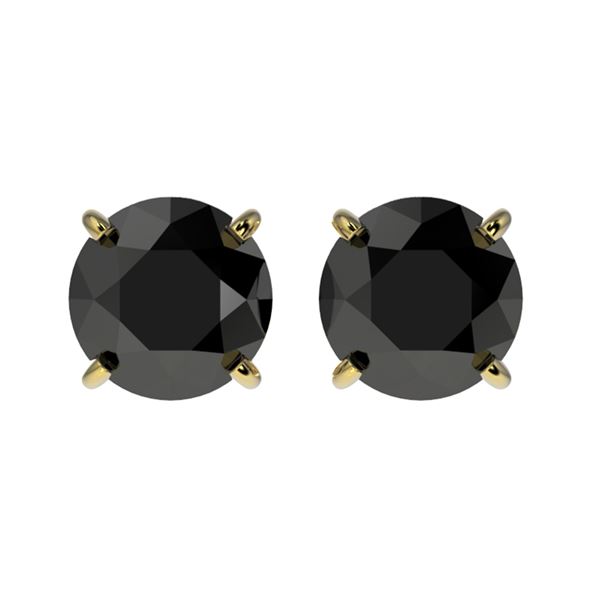 1.61 ctw Fancy Black Diamond Solitaire Stud Earrings 10k Yellow Gold - REF-31F3M