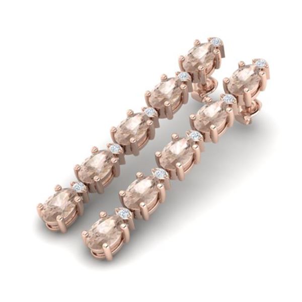 9.36 ctw Morganite & VS/SI Certified Diamond Tennis Earrings 10k Rose Gold - REF-121A3N