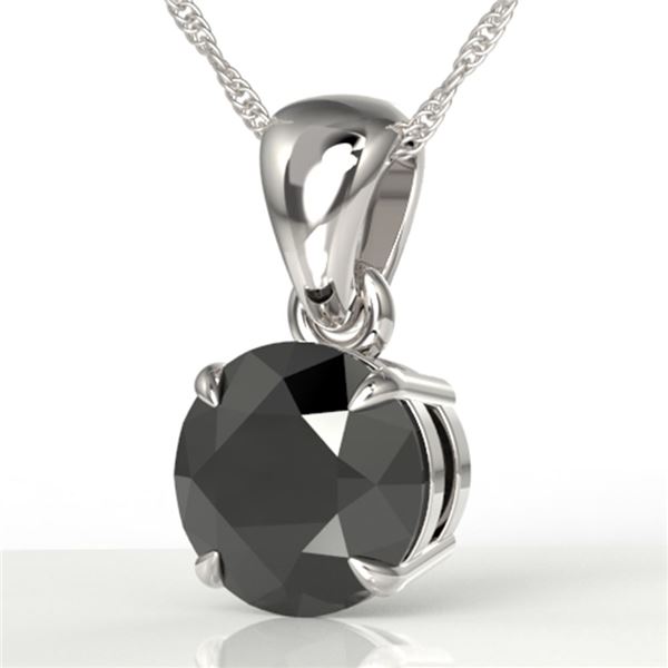 2 ctw Black Diamond Certified Necklace 18k White Gold - REF-49F3M