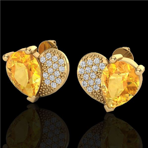 2.50 ctw Citrine & Micro Pave VS/SI Diamond Earrings 10k Yellow Gold - REF-22A5N