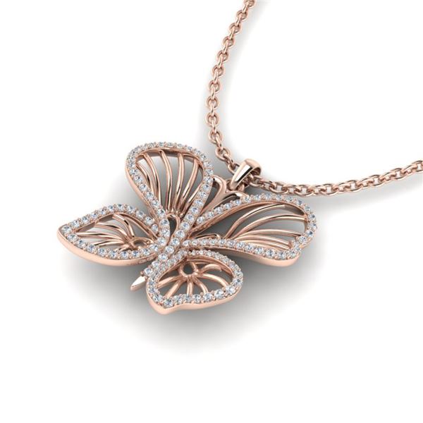 0.60 ctw Micro Pave Butterfly VS/SI Diamond Necklace 14k Rose Gold - REF-47R3K