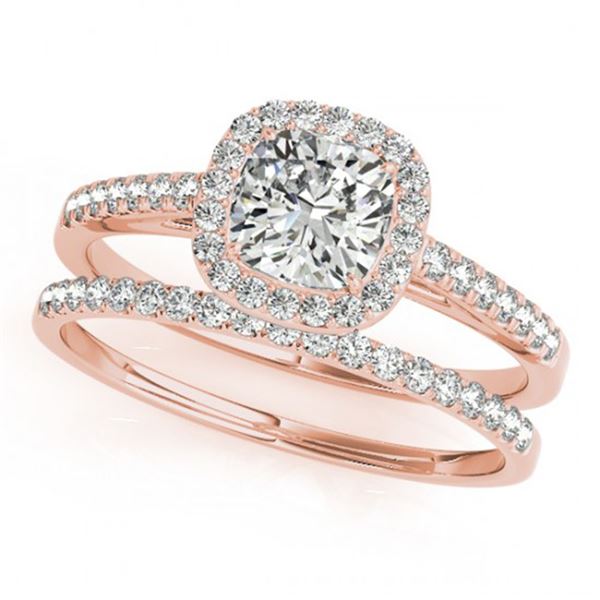 0.93 ctw Certified VS/SI Cushion Diamond 2pc Set Halo 14k Rose Gold - REF-106G5W