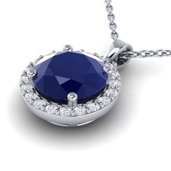 2 ctw Sapphire & Halo VS/SI Diamond Micro Pave Necklace 18k White Gold - REF-33R2K